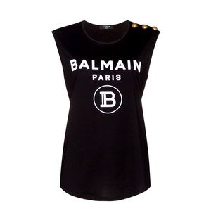 Balmain Logo Print Tank Top